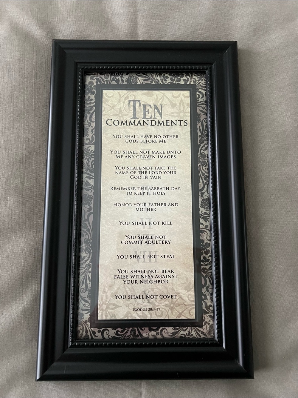 Carpentree Ten Commandments Wall Art framed in Black
